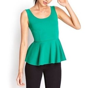 Forever 21 Sleeveless Peplum Top in Green Sz L